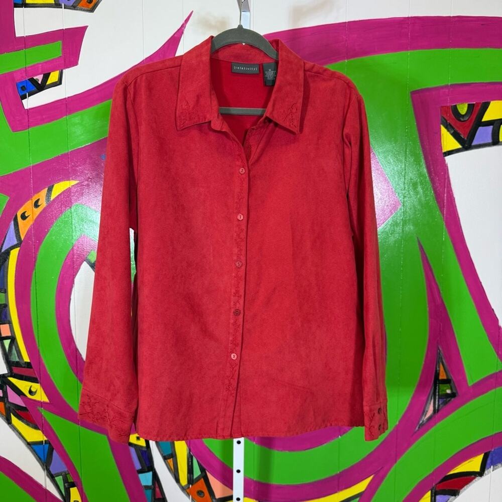 Relativity Red Blouse, Embroidered details. Size XL. In excellent condition!